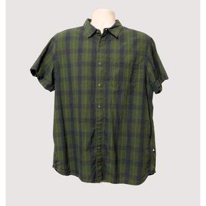 The North Face Shirt Mens XL Green Blue Plaid Short Sleeve Cotton